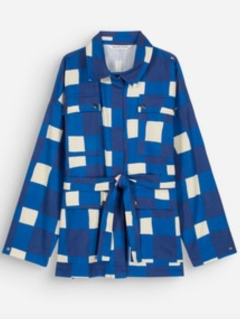 Chloe Stora Blue Vietnam Check Patchwork Lightweight Jacket 36/4
